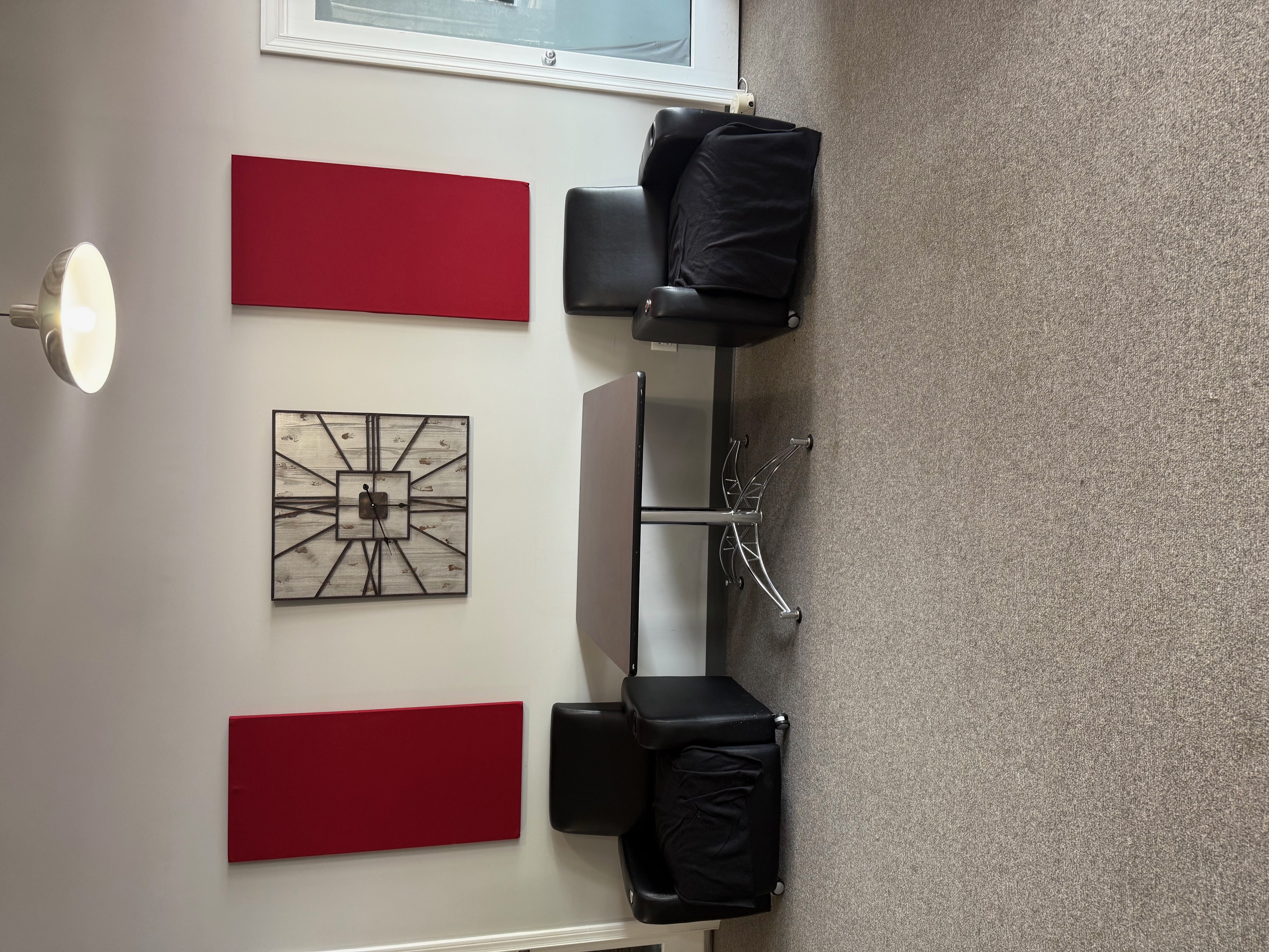 Chairs and clock